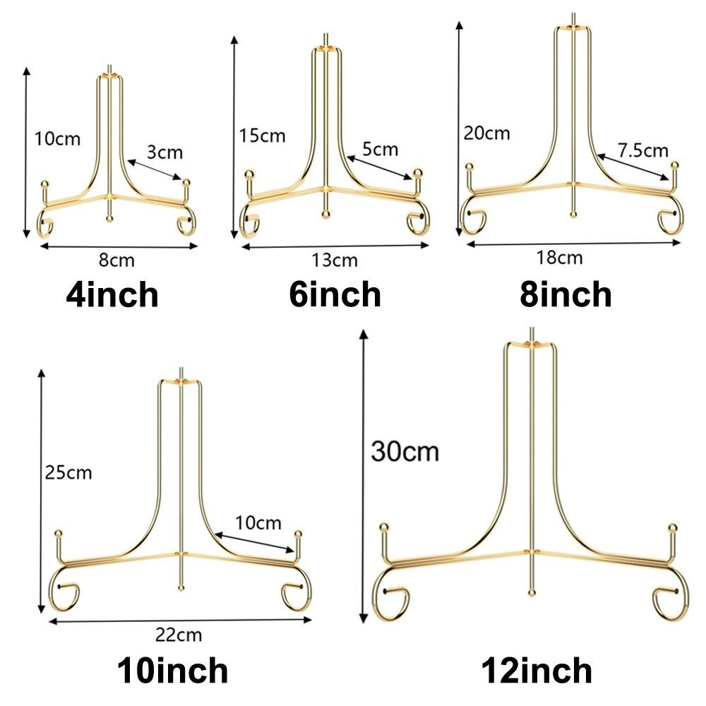 Giá đỡ trưng bày BORAGETE, Giá đỡ tấm rắn bằng sắt, Có thể gập lại bền 4 6 8 10 12 inch Giá đỡ bát bằng kim loại Khung ảnh