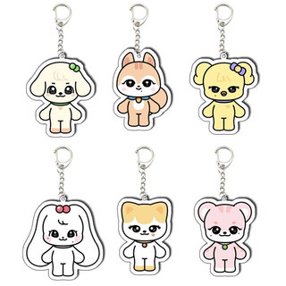 IVE MINIVE Cartoon Figure Keychain WonYoung YuJin GANGANJI  Rei LEESEO LIZ Acrylic Pendant IVE MINIVE Keyring Fans Gifts