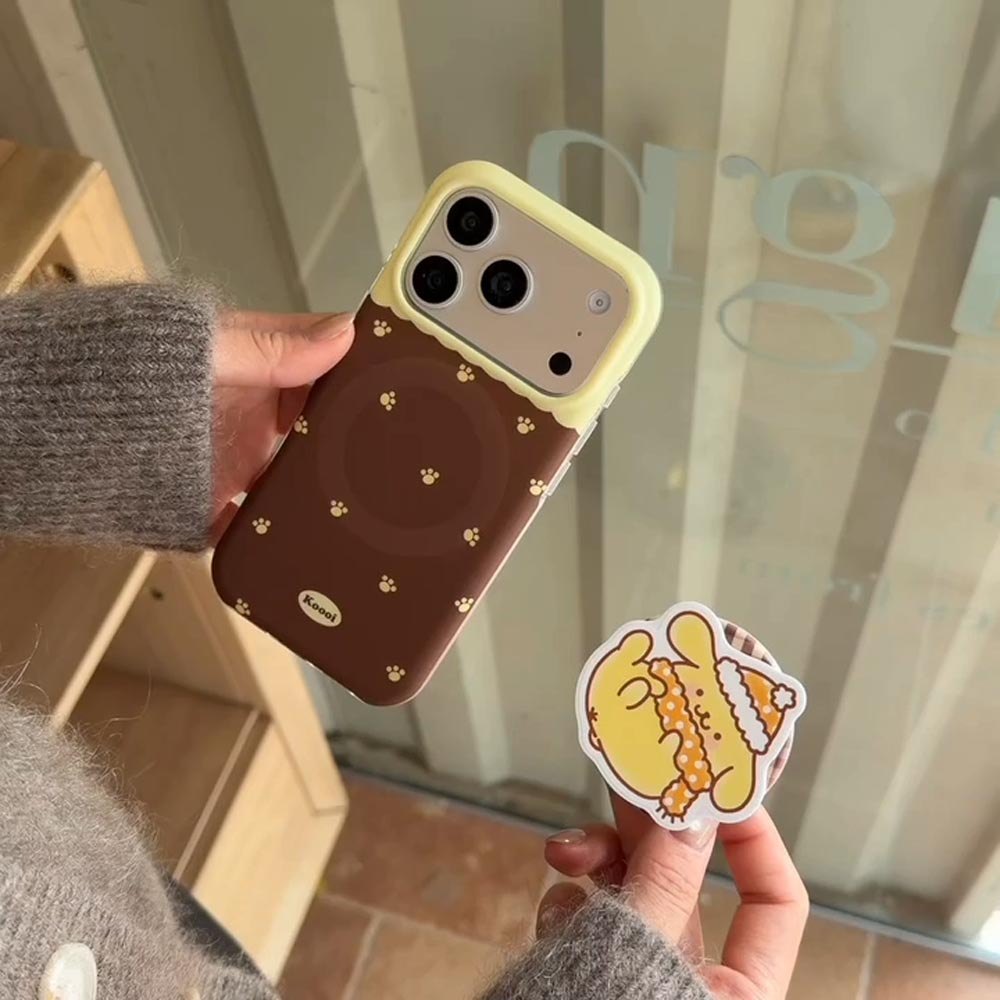 Ốp Lưng Cứng Tương Thích Với iPhone 13 14 14Pro 14ProMax 15 15Pro 15ProMax 16 16Pro 16ProMax 17 17Pro 17ProMax Ốp Nam Châm Họa Tiết Nâu Vàng