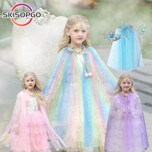 【SKISOPGO】Set phụ kiện Khăn choàng công chúa,Lưới Ngôi Sao Kim Sa Lấp Lánh Áo Nỉ,Thời Trang Trang,cho bé gái