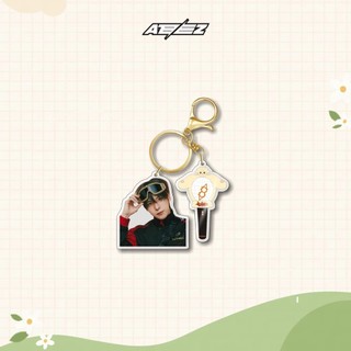 Kpop ATEEZ Keychain 2pcs/Set ANITEEZ Character Acrylic Printing Pendant