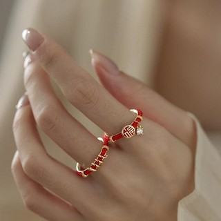 Sang Trọng Nhẫn Mạ Vàng Dây Đỏ Thiết Kế Thanh Lịch - Phù Hợp Ngày Đặc Biệt và Hàng Ngày