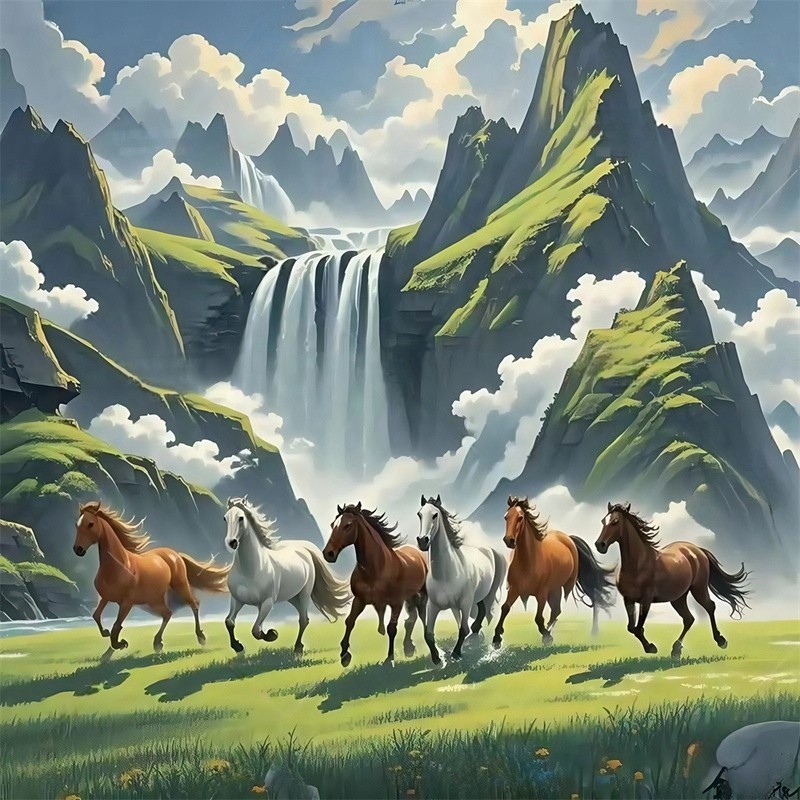 Ngựa phi nước đại, tranh canvas trang trí thành công khi đến - trang trí phòng khách, phòng ngủ, nền sofa và tường văn phòng