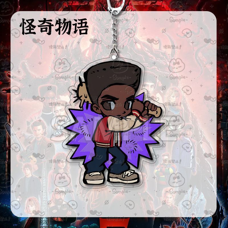 Stranger Things Merchandise Eleven & Mike Wheeler Chibi Character Keychain Acrylic Bag Charm Key Ring Couple's  Gift