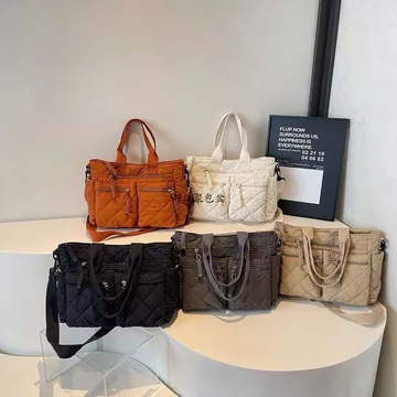 Túi tote Nylon Túi tote Túi xách Túi xách làm việc Túi xách nữ Túi tote lớn Túi tote nữ Thu đông Túi đệm Cotton thông thường Túi tote dung tích lớn Túi tote nữ thời trang hợp thời trang vải kim cương 