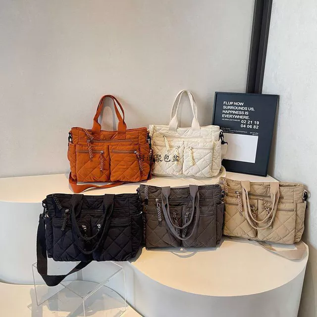 Túi tote Nylon Túi tote Túi xách Túi xách làm việc Túi xách nữ Túi tote lớn Túi tote nữ Thu đông Túi đệm Cotton thông thường Túi tote dung tích lớn Túi tote nữ thời trang hợp thời trang vải kim cương 