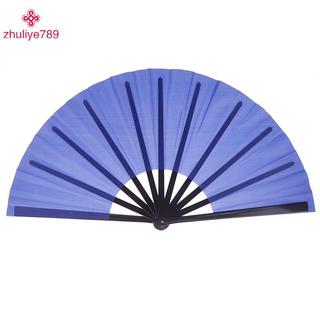 < zhuliye789 > Võ thuật Trung Quốc Kung Fu Fan Tai Chi Dance Fan Quạt gấp sân khấu bằng nhựa Quạt màu trơn Chống đỡ ảnh