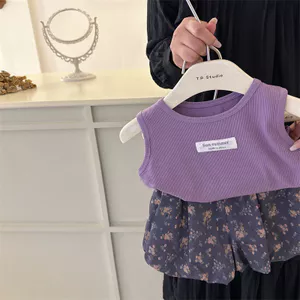Bộ áo Vest bé gái mùa hè phong cách ngắn hoa 80-130 Size IIEF