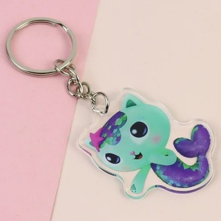 Gabby Dollhouse Acrylic Keychain Anime Peripherals Keyring Accessories Children School Bag Car Key Pendant