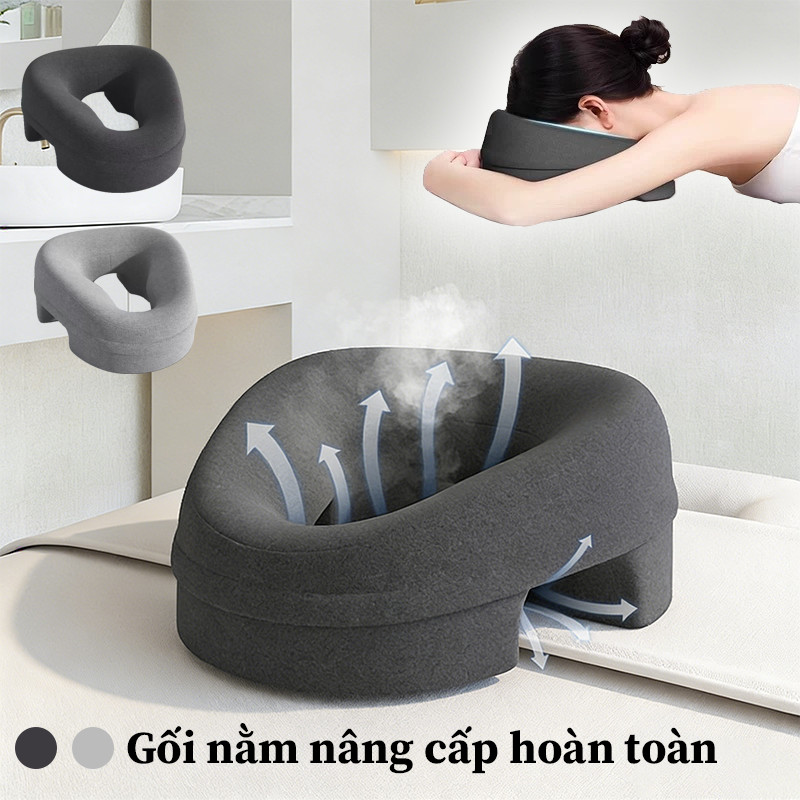 Gối Úp Mặt Massage & Thư Giãn Công Thái Học - Chất Liệu Cao Su Non Mút Hoạt Tính, Thoáng Khí, Cho Thẩm Mỹ Viện