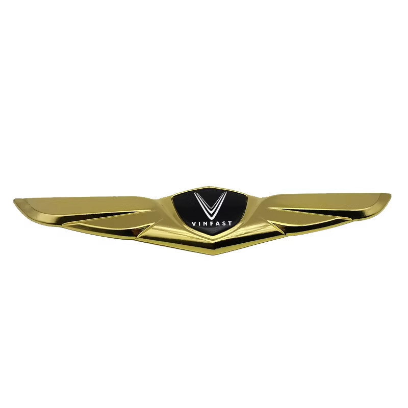 Phụ Kiện Trang Trí Vinfast: Miếng Dán Logo Kim Loại Hình Đôi Cánh Cho Nắp Capo Xe - Tương Thích VF8, VF9, E34