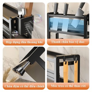 Kệ Gia Vị Đa Năng 2/3 Tầng, Để Bát Đũa Dao Thớt, Soong Nồi Tiện Dụng