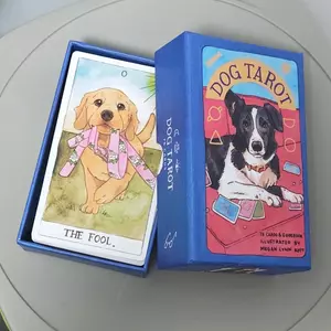 Bộ bài Tarot cho chó trong hộp cứng 78 chiếc Thẻ lấy cảm hứng từ người bạn đồng hành khôn ngoan in trên Cardstock hai nổi