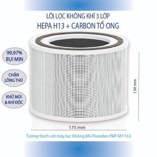 Lõi Lọc Máy Lọc Không Khí Paveden PAP-RFM1133 | HEPA Lọc Bụi Mịn PM2.5, Khử Mùi Hiệu Quả