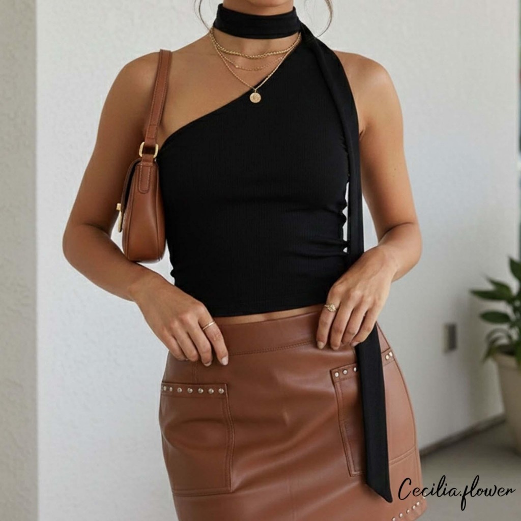 Áovest cổ dây một vai không tay cho mùa hè với nhiều họa tiết màu trơn, chấm bi và hoa văn