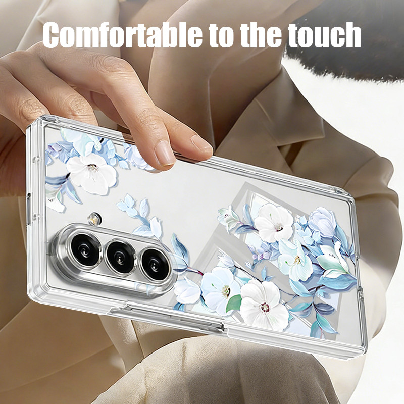 Ốp điện thoại trong suốt hấp phụ từ tính cho Samsung Galaxy Z Fold 7 6 5 Fold7 Fold6 Fold5 5G Vỏ chống sốc in hoa