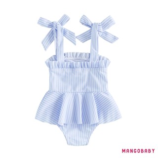 MG-Toddler Đồ Bơi Bé Gái Sọc Dễ Thương In Hình Không Tay Dây Buộc Vai Bộ Đồ Tắm Đồ Bơi Cho Bé