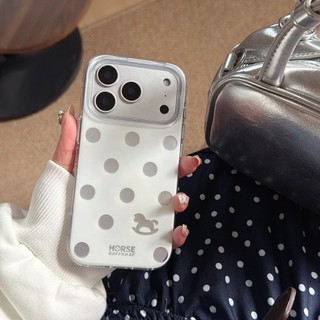 Ốp điện thoại imd hai lớp màu bạc chấm bi đơn giản màu trắng cho iPhone 17Promax 17Pro 14 15 16 Pro Max 13 Vỏ phụ nữ chống sốc