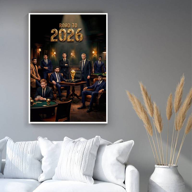 Bóng Đá Truyền Thuyết Canvas Nghệ Thuật Treo Tường Messi Ronaldo Poster 2026 World Cup Phòng Khách Sofa Nền Trang Trí