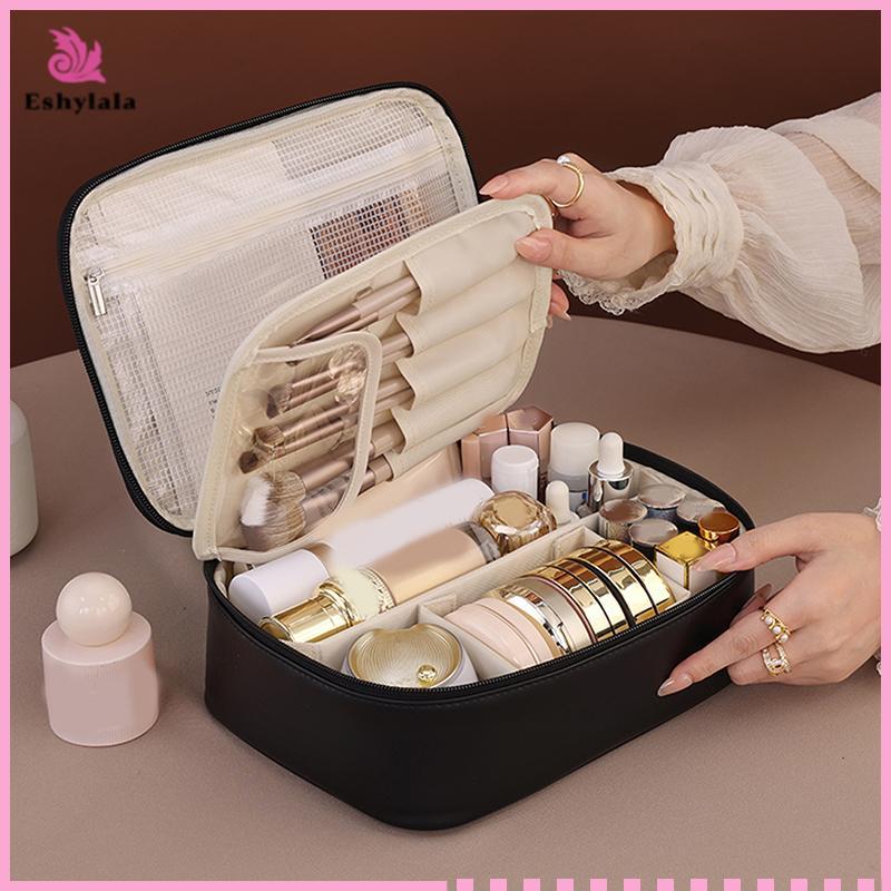 Túi đựng mỹ phẩm đa năng dung tích lớn di động Eshylala có ngăn đựng đồ trang điểm chia nhỏ tự do [MỚI]
