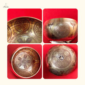 Chuông Xoay Nepal 15cm hoa văn Ngũ Phương Phật - CXNP320