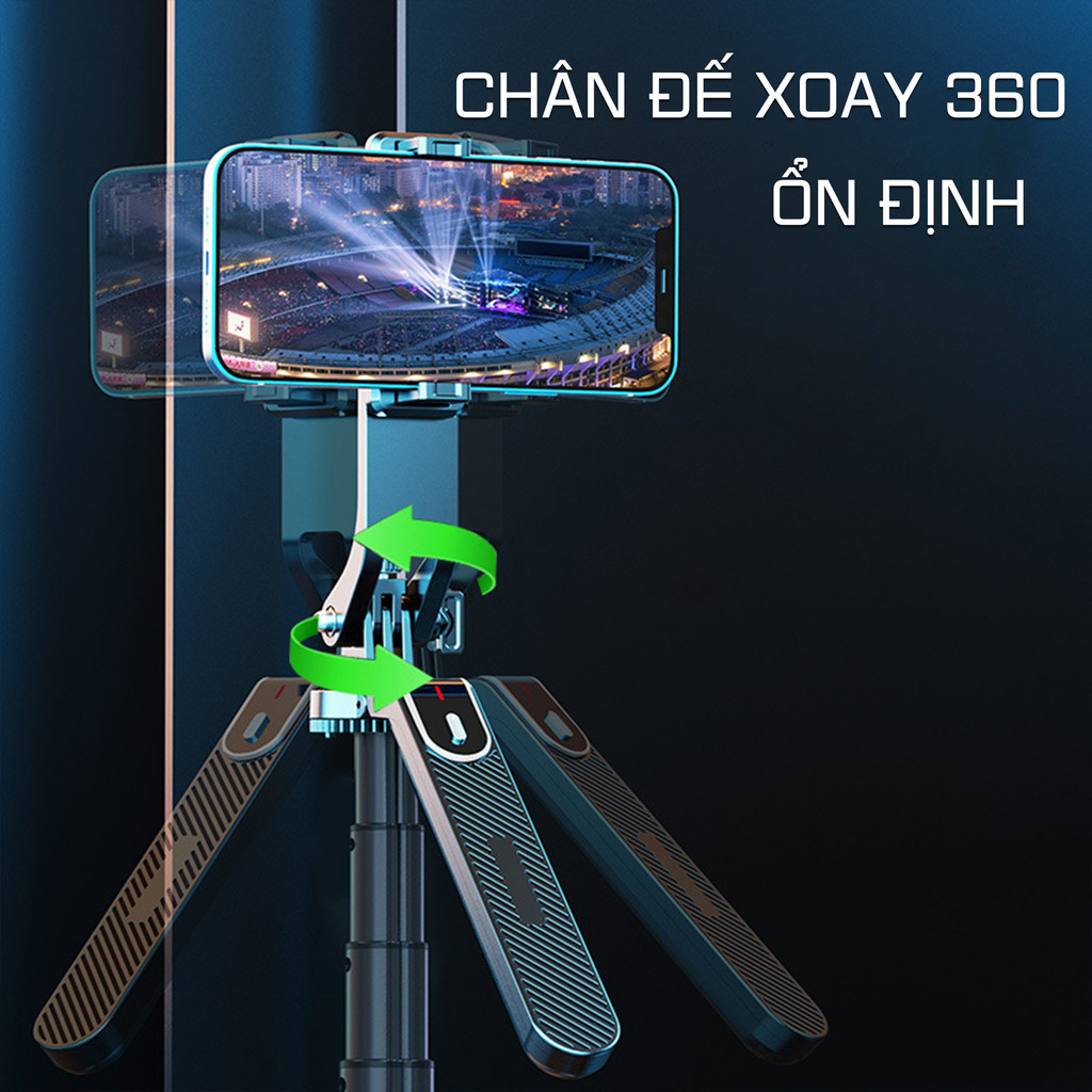 Gậy chụp hình 4 chân Selfie Tripod P180/P185/P320 quay Video Livestream Chụp Hình xoay 360 độ Cao 1,8m 2,2m