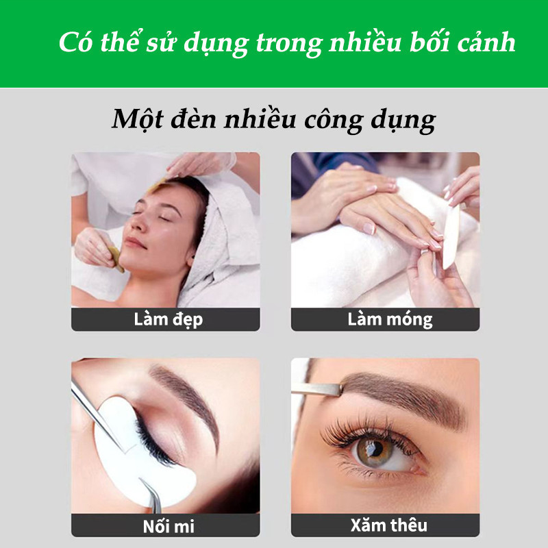 Đèn LED Làm Nail Bán Nguyệt Cao Cấp - 3 Màu Ánh Sáng, Dùng Cho Móng Tay, Móng Chân & Nối Mi
