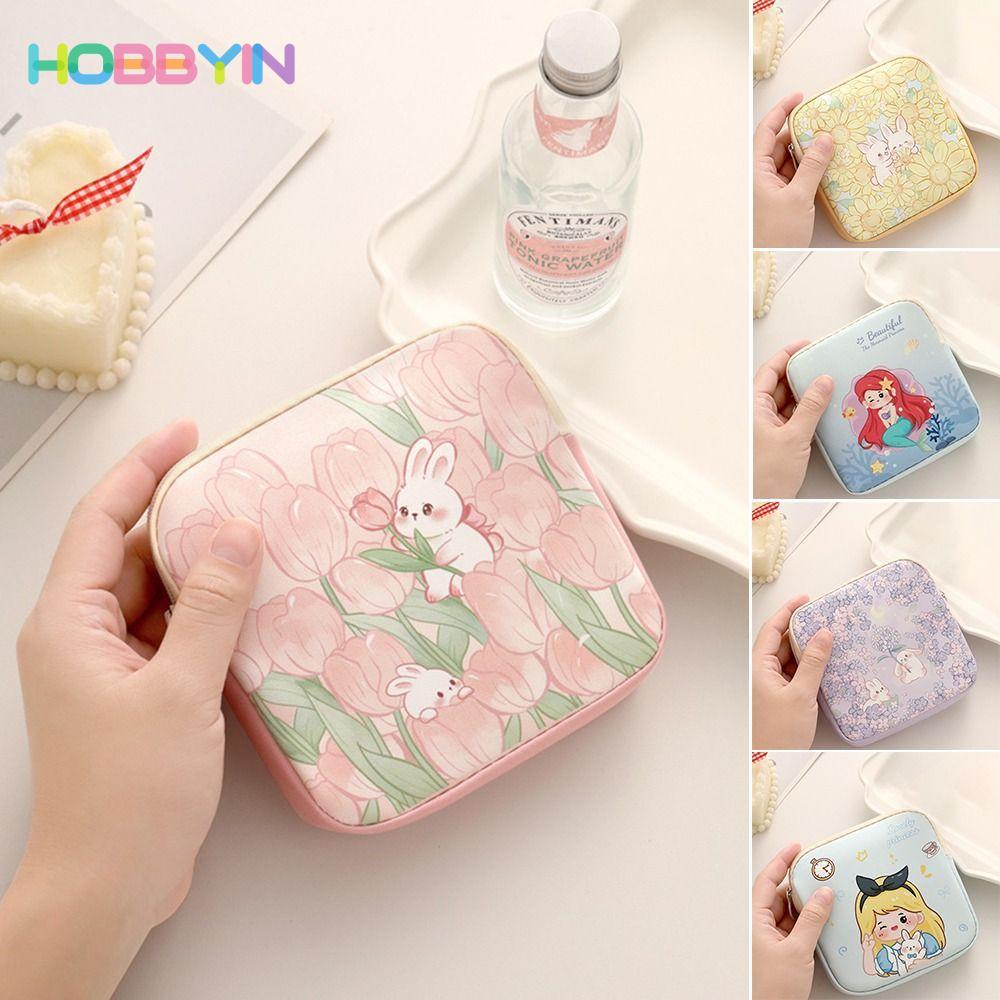 HOBBYIN Túi Đựng Mỹ Phẩm HOBBYIN, Cáp Dữ Liệu Đa Năng Tổ Chức Băng Vệ Sinh Túi, Túi Đựng Khăn Ăn Dung Tích Lớn Mini Túi Bảo Quản