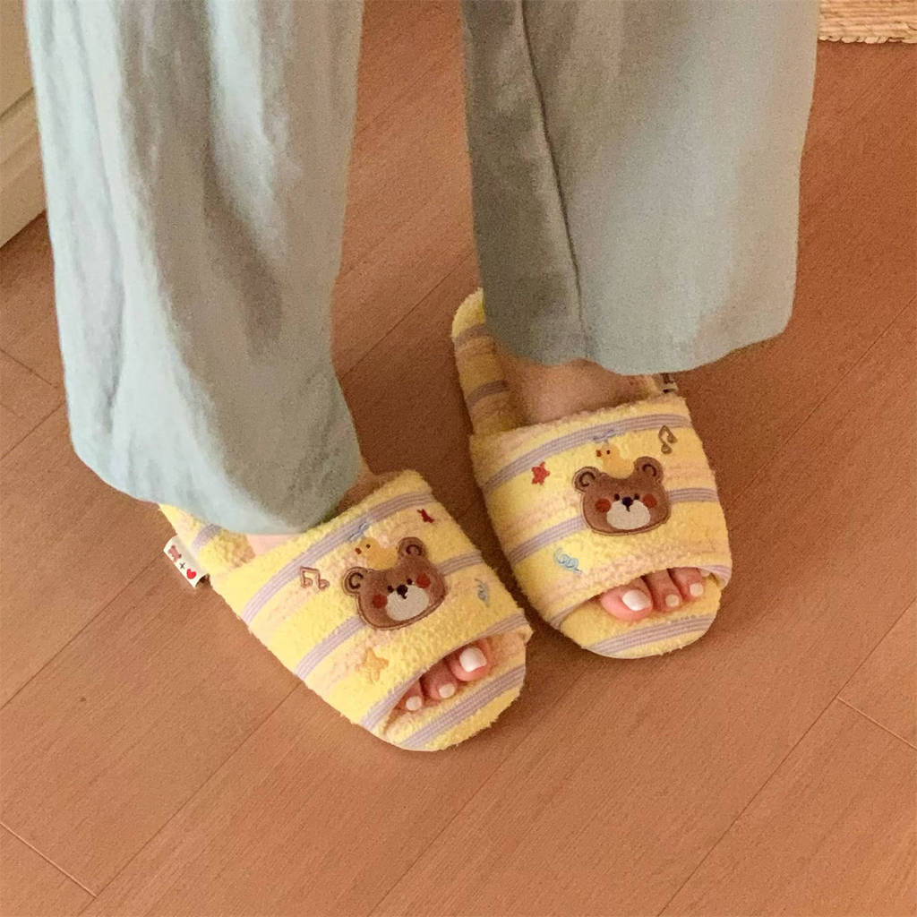 XIXITIAO Dép Cotton Đế Mềm Phil Island Gấu Dễ Thương Nam Nữ Nhà