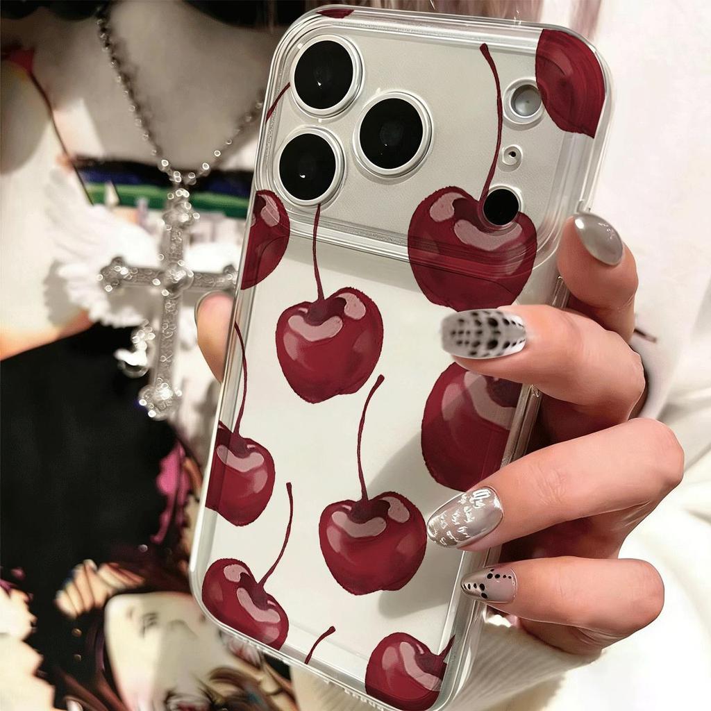 Red Cherry Full In ấn cho 16 trường hợp iPhone 17Air Space Case 14 13 11Pro