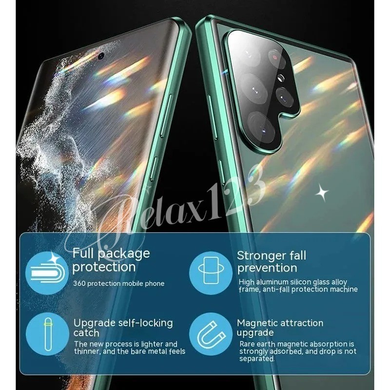 Dành Cho Samsung S26 Ultra 5G Kim Loại Bảo Vệ Ống Kính Từ Tính Cho Samsung Galaxy S26 + S 26 Ultra S26 U S26 Plus S26 FE S26 Edge S26Ultra 5G Bao Coque 360 Vỏ Điện Thoại Kính Hai Mặt
