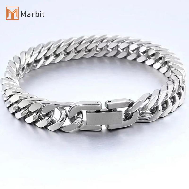 Vòng tay dây chuyền thép không gỉ màu bạc, size từ 18 đến 21mm, thời trang hip hop dành cho nam và bé trai