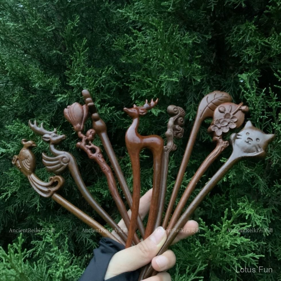 Kẹp tóc gỗ đàn hương phong cách cổ điển, phù hợp dùng hàng ngày và DIY