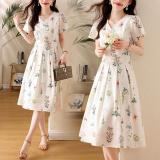 Đầm Hoa Nhí Tiểu Thư  Váy Xòe Nữ Tính Thanh Lịch Phong Cách Hàn Quốc