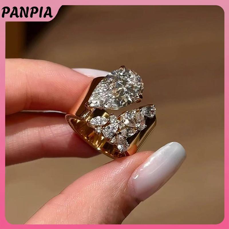 Nhẫn nữ sang trọng thiết kế cảm hứng từ kim cương với khảm đá quý sáng bóng - Trang sức hoàn hảo cho bữa tiệc