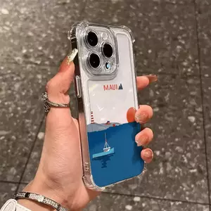 Biển và Lone Sail cho iPhone16promax17 trường hợp 15 trong suốt 13 mới 12 nhỏ
