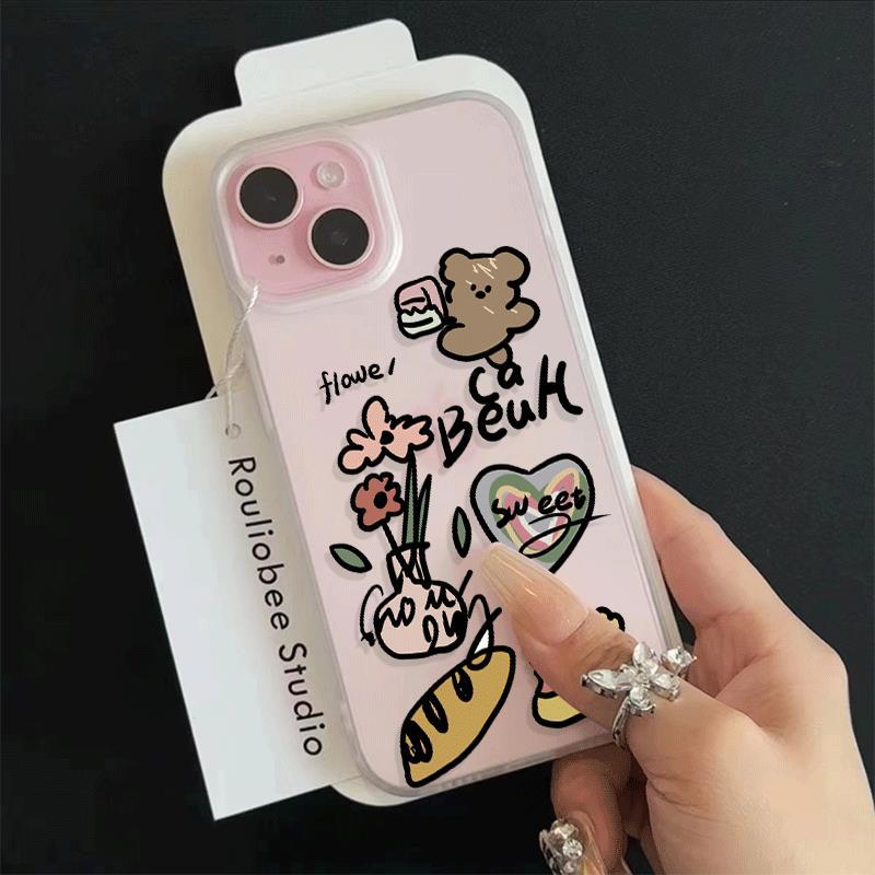 Ngọt ngào gấu ăn sáng cho 16 trường hợp iPhone 17Air Skin Sense 14 13 11Pro