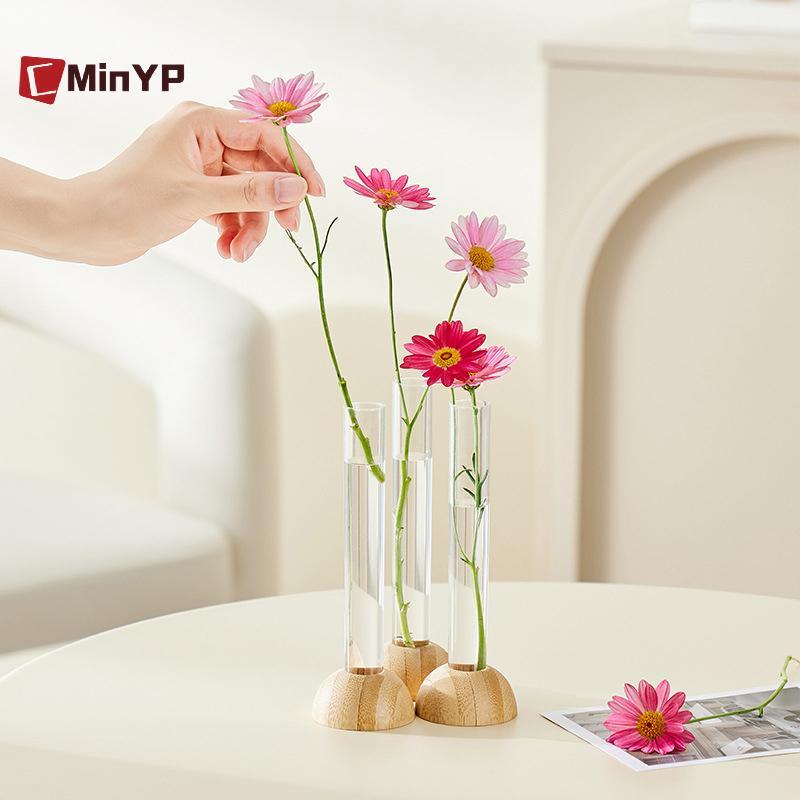 CMinYP Sáng Tạo Phong Cách Bắc Âu Tròn Thủy Tinh Pha Lê Bình Tròn Bằng Gỗ Nghệ Thuật Thủy Canh Xanh Hoa Sen Đồ Trang Trí Bình Thủy Tinh Để Bàn Trang Trí Vinh Quang