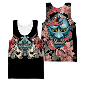 Áo thun không tayTank Top họa tiết mặt nạ ma 3D, phù hợp mọi giới tính