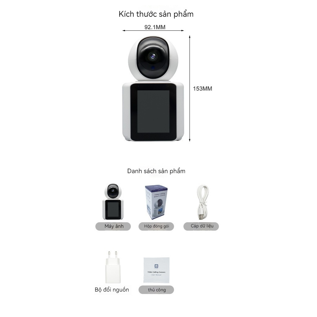 Kết nối WiFi Camera an ninh nhà thông minh IP Camera Baby/Pet/Nanny  Gọi Video Trực Tiếp Đàm Thoại 2 Chiều