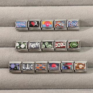 2026 Sáng Tạo Nhiều Màu Sắc Hoa Văn Sun Daisy Piano Đỏ Poker Ý Quyến Rũ Liên Kết Phù Hợp Với 9 Mm Thép Không Gỉ Vòng Tay DIY Làm Trang Sức