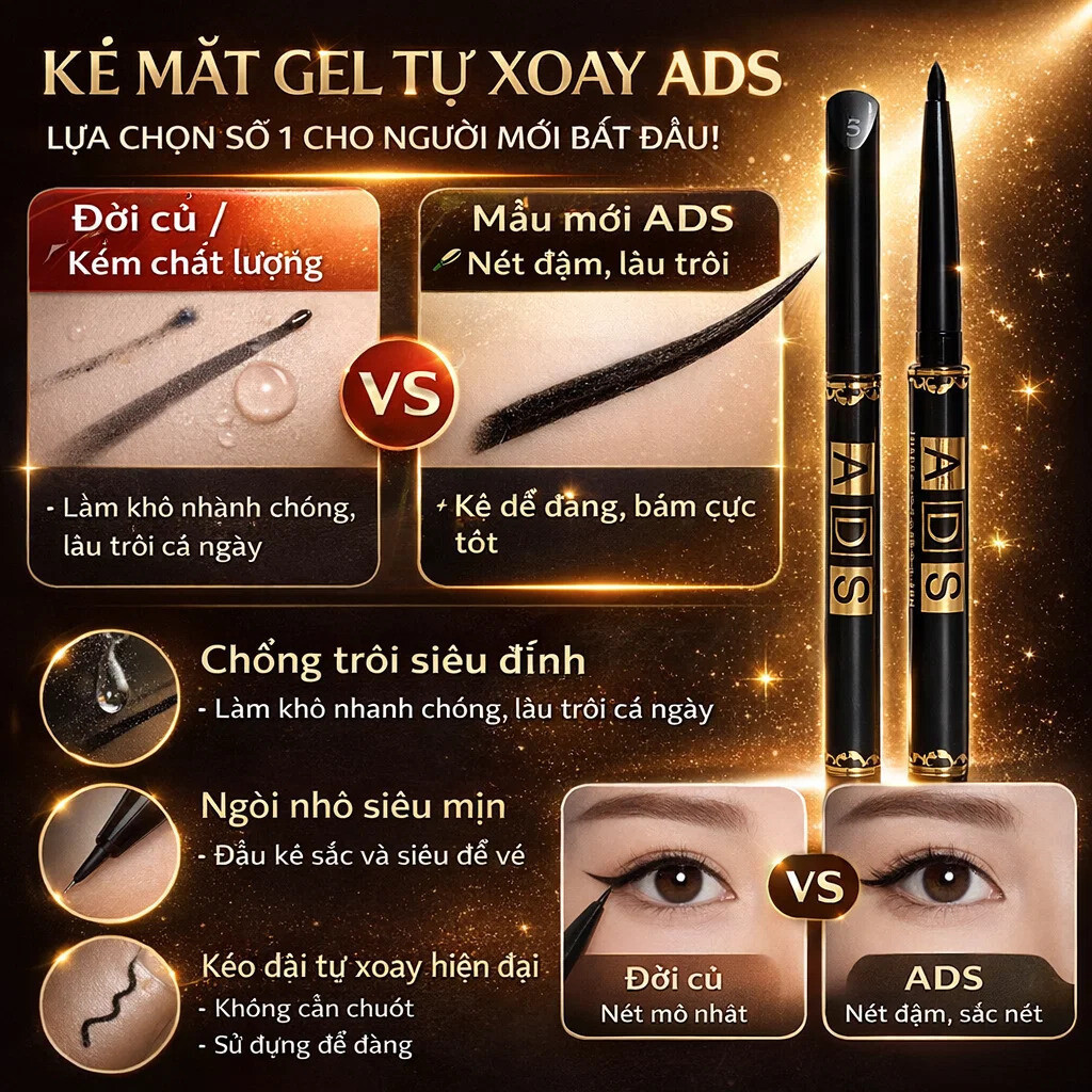 Bút kẻ mắt dạng gel chống thấm nước và mồ hôi / Bút kẻ mắt dạng gel xoay tự động / Bút kẻ mắt dạng gel không lem/Kẻ mắt dạng gel màu nâu