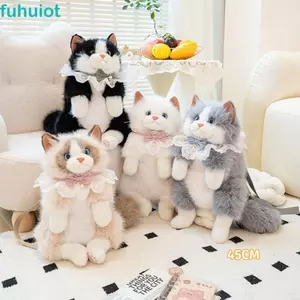 Ba lô mèo rối mô phỏng FUHUIOT, Động vật nhồi bông Túi đi học cho mèo sang trọng dễ thương, Phim hoạt hình mầm non Lưu trữ du lịch Túi siêu thực tế Túi đựng trẻ em