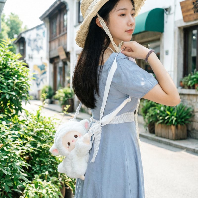 Túi đeo chéo hình cừu con chất liệu nhung mềm mại thiết kế 3D dễ thương đa năng đeo vai chéo cho