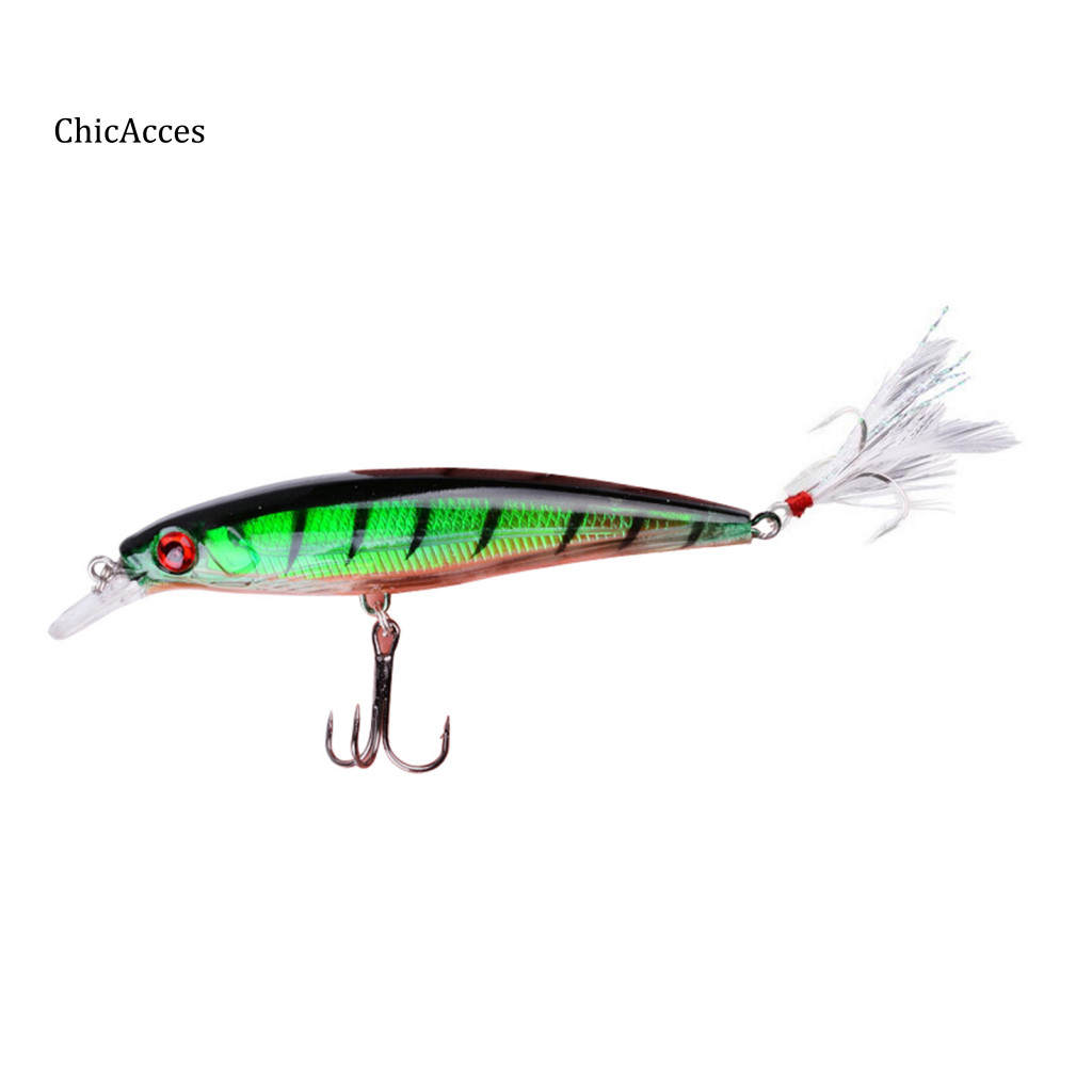 Mồi câu cá ChicAcces Minnow 11.2cm - Mồi bơi nhân tạo với móc sắc bén, phù hợp cho cả nước ngọt và nước mặn