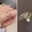 Nhẫn thời trang nữ với ngọc trai giả hình hoa tulip và zircon, phù hợp tiệc cưới
