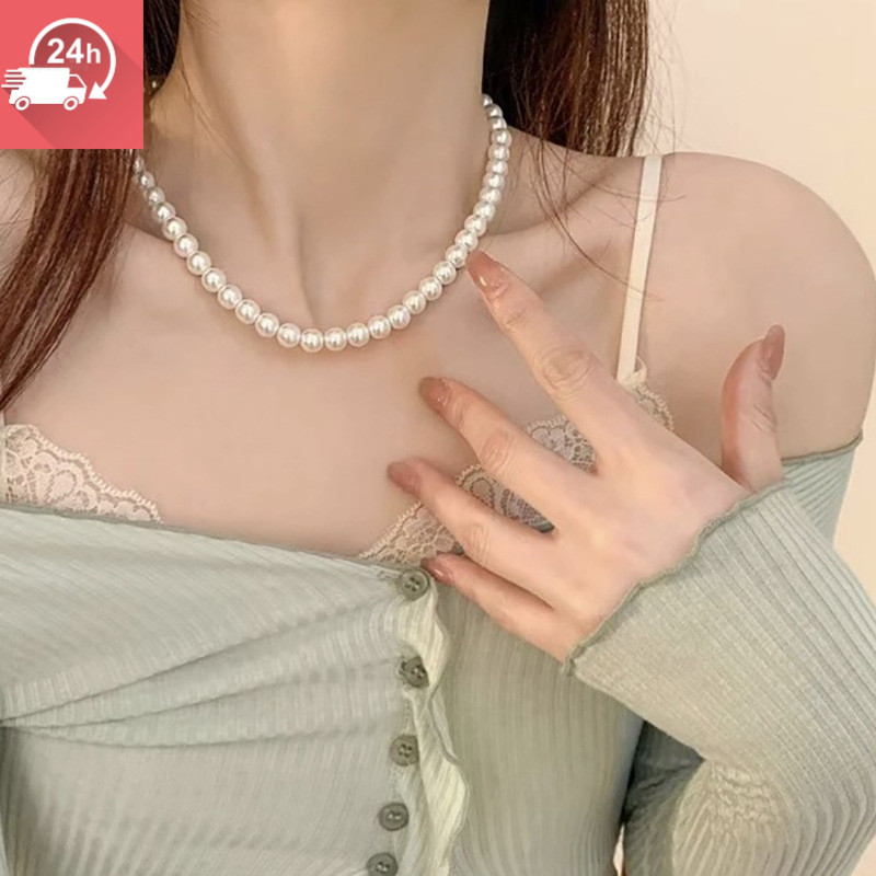 Vòng cổ ngọc trai giả phong cách đơn giản, dành cho nữ