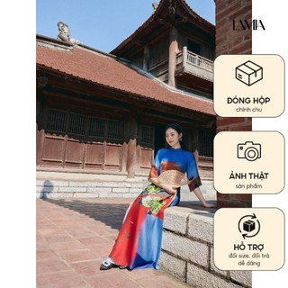 Áo dài cách tân in họa tiết trừu tượng AD227
