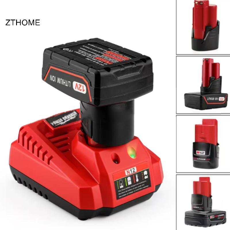 Bộ Phận Dụng Cụ Điện ZTHOME Cho Milwauk M12 N12 Sạc 3A Thay Thế Sạc Nhanh 48-11-2401 48-11-2402 C12B C12BX HOT