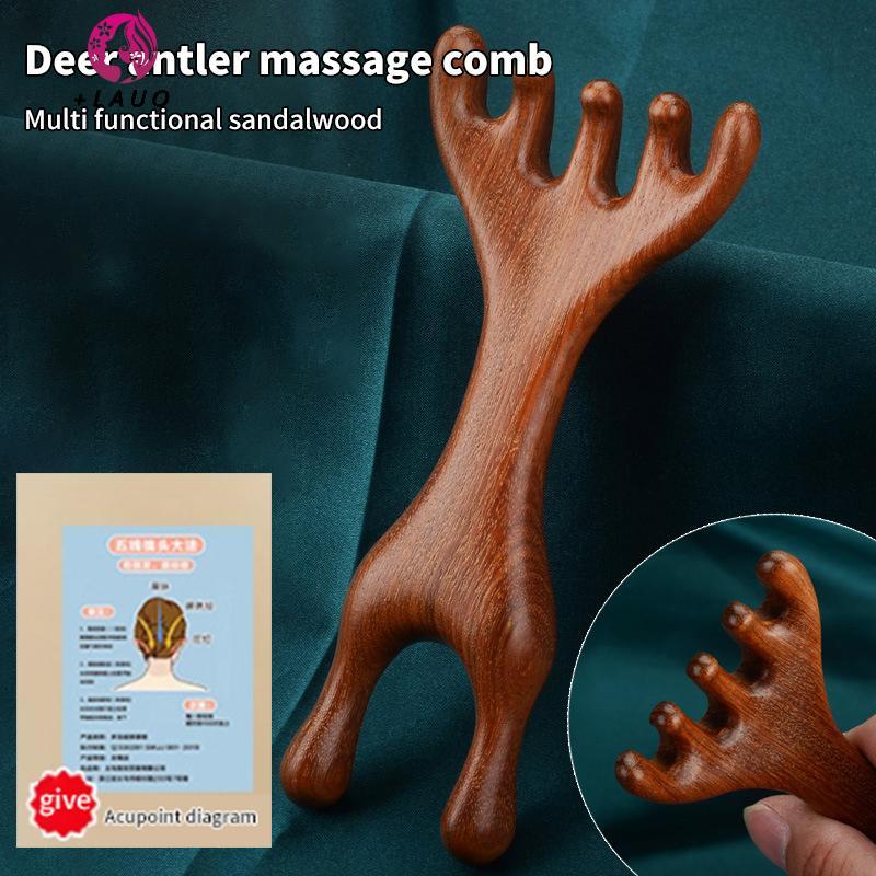 Springevenstar Đôi Đầu Cơ Thể Kinh Tuyến Massageb Gỗ Đàn Hương Hươu Răng Rộng Châm Cứu Giúp Lưu Thông Máu Công Cụ Chống Tĩnh Điện Springevenstar